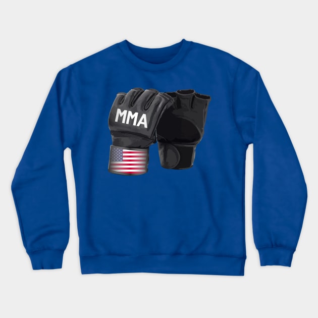 Mixed Martial Arts Gloves - American Pride Crewneck Sweatshirt by WaltTheAdobeGuy